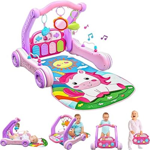 Move2Play, 4-in-1 Baby Play Mat & Activity Center Gym | Walker | Infant Toy for Tummy Time | Birthday Gift for 3, 4, 5, 6, 7, 8, 9, 10, 12 + Month Old Boys & Girls