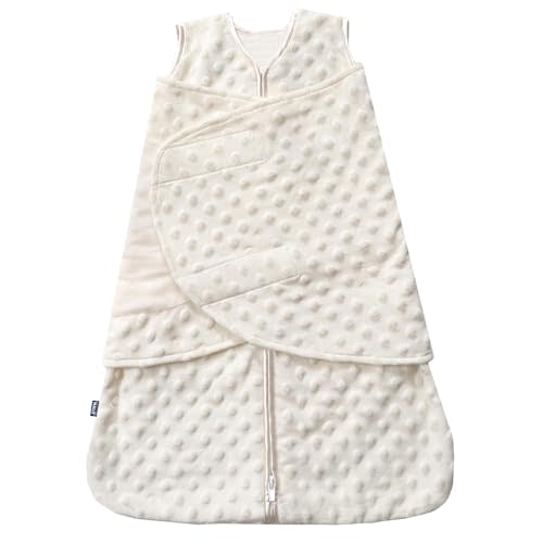 HALO Sleepsack Swaddle, 3-Way Adjustable Swaddle Blanket, TOG 3.0, Velboa, Cream Plush Dots, Small, 3-6 Months