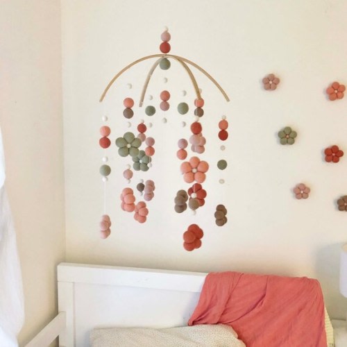 Natures Garden Boho Felt Ball Flower Mobile Baby Girl - Etsy
