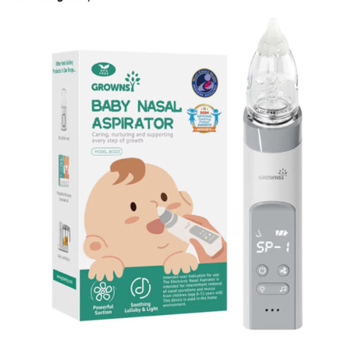 GROWNSY Nasal Aspirator for Baby, Electric Nose Aspirator for Toddler, Baby Nose Sucker, Automatic Nose Cleaner with 3 Silicone Tips, Adjustable Suctions, Music and Light Soothing Function (Green)