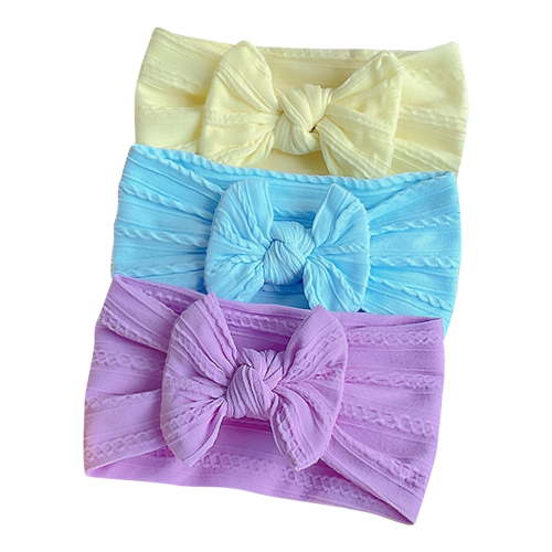 Zwiiyzr Bows for Girls Headbands 3PC Toddler Cute Bowknot Solid Color Baby Headdress Elastic Band Hair Band Hair Accessories for 0-3 Years Purple