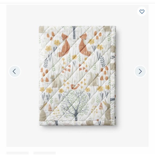 Forest Animals Classic Cool Organic Cotton Percale Quilted Reversible Sherpa Stroller Blanket