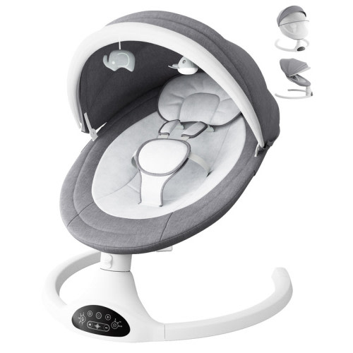 Babyomi Baby Swing, Modern Infant Swing with 5 Swing Speeds and 10 Lullabies, APP Remote Bluetooth and Touch Screen Control, Baby Swings for Babies 5-20 Lb, 0-12 Months, Grey