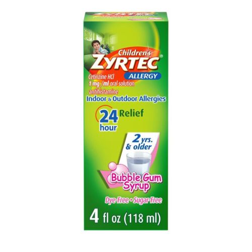 Children's Zyrtec 24 Hour Allergy Relief Syrup - Bubble Gum - Cetirizine - 4 Fl Oz