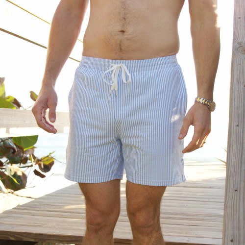 Men's Swim Trunks | Seersucker Blue