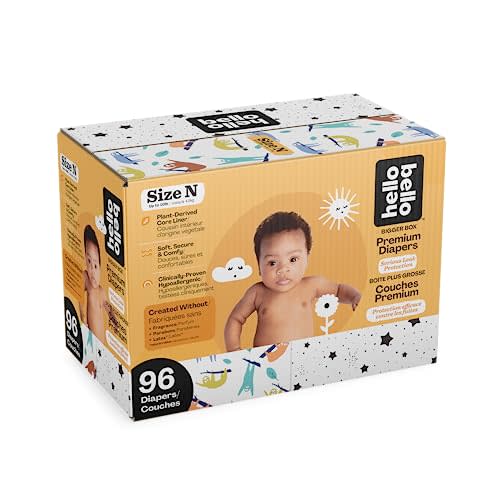Hello Bello Diapers, Size Newborn (NB - Up to 10 lbs) - 96 Count of Premium Disposable Baby Diapers in Umbrella & Koala Kids Designs - Hypoallergenic with Soft, Cloth-Like Feel
