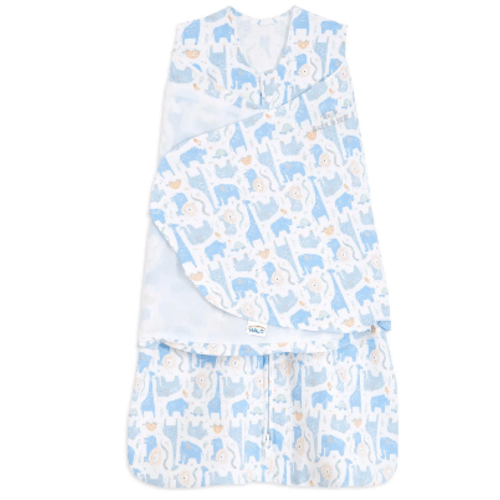 Blue Safari Animals 100% Cotton Baby Swaddle | HALO