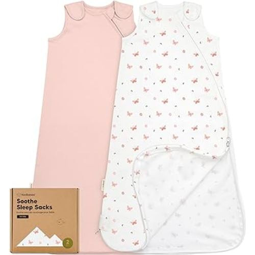 2-Pack Organic Sleep Sacks, 100% Cotton - Baby Sleeping Sack, Wearable Blanket Baby, Sleep Sack for Babies, Toddler Swaddle Sack, Newborn Baby Sleeping Bag, Infant Sleepsack, Girl, Boy(Butterflies, M)