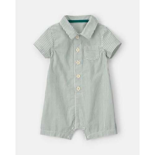 Baby Boy Stripe Short-Sleeve Romper - Green/White | Carter's