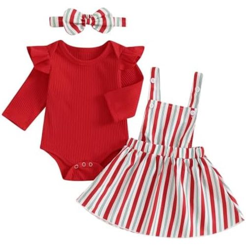 Mubineo Baby Girl Christmas Skirt Outfits Cute Clothes Long Sleeve Romper Overall Skirt Dress Halloween Newborn Outfit