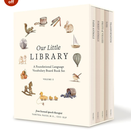 Our Little Library: A Foundational Language Vocabulary Board Book Set for Babies, Including Farm Animals, Forest Animals, Fruits and Veggies, Toys, and Transportation : Paige, Tabitha: Amazon.com.au: Books