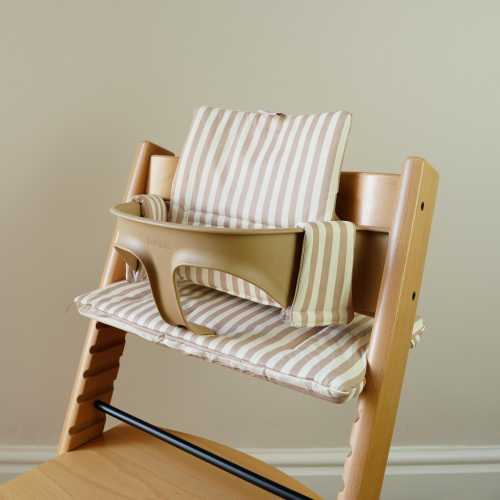 Wipeable Cushion Compatible with Stokke Tripp Trapp Classic High Chair - Taupe Stripe