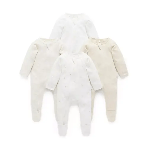 Unisex 4 Pack Zip Footie, Vanilla Bear Pack, Newborn