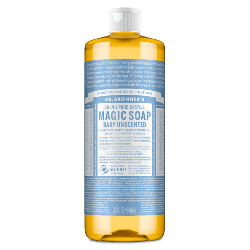Dr. Bronner's Magic Soap - Castile Liquid Soap - 32 oz - Body Wash, Face Wash - Unscented - Age Group: Baby & All Ages