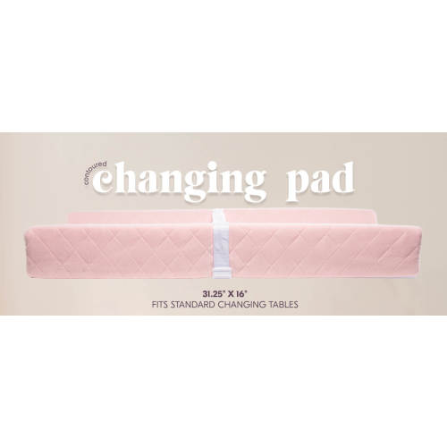 Organic Cotton Contoured Baby Changing Pad w/Waterproof Foam Mattress, Includes Soft, Removable & Washable Cover, Safety Strap, Non-Slip Bottom, Topper for Standard Size Infant Diaper Table & Dresser - SAGE GREEN