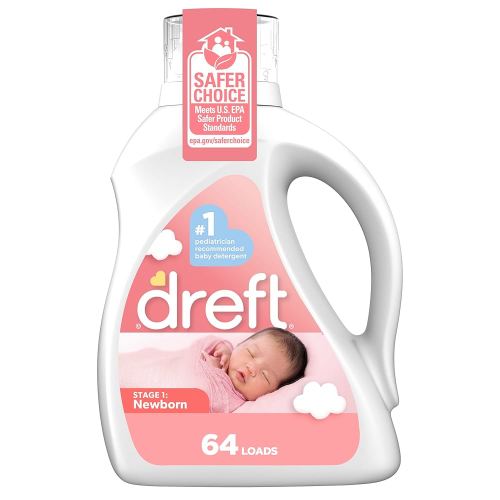 Dreft Stage 1: Newborn Hypoallergenic Liquid Baby Laundry Detergent (HE), Natural for Baby, Newborn, or Infant, 92 Oz (64 loads), Packaging may vary