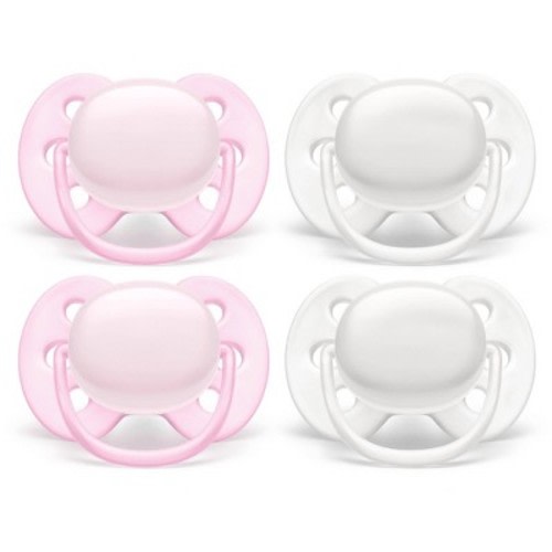 Philips Avent Ultra Soft Pacifier - Arctic White/pink 4pk 0-6 Months