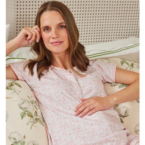 LAKE | Women | Pima Cotton Pajamas | English Rose Garden Floral Maternity Shorts Set