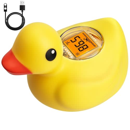 Rechargeable Baby Bath Thermometer Duck Digital Floating Shower Thermometer Fast Temperature Reading Safety Newborn Bath Time Toy by AXHHTVCGY