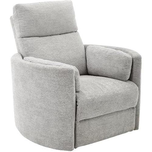 Pemberly Row Polyester Power Swivel Glider Recliner in Mineral White