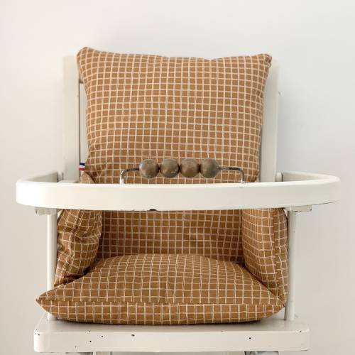 High chair cushion, coated cotton, oeko-tex,  brown sugar