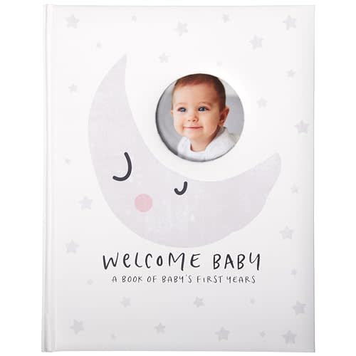 C.R. Gibson Little Moon First 5 Years Gender Neutral Baby Memory Book, 8.75" W x 11.3" L with 48 Guided Pages, Multicolor