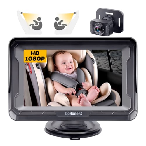 DoHonest Baby Car Camera HD 1080P - Rear-Facing Car Baby Monitor with Night Vision, Adjustable View Angle, Easy Setup, Anti-Glare Display, Safety for Kids & Infants