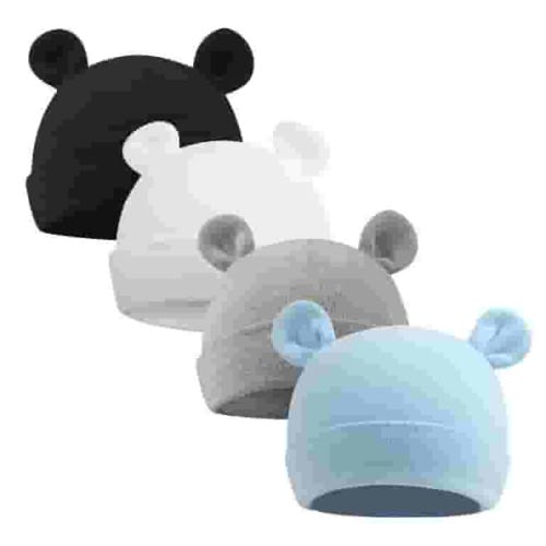 Newborn Baby Beanie Preemie Boys Hats Autumn Winter Newborn infant Hospital Hats for Girls 0-6 Months(White+Black+Gray+Sky Blue,0-6 Months)