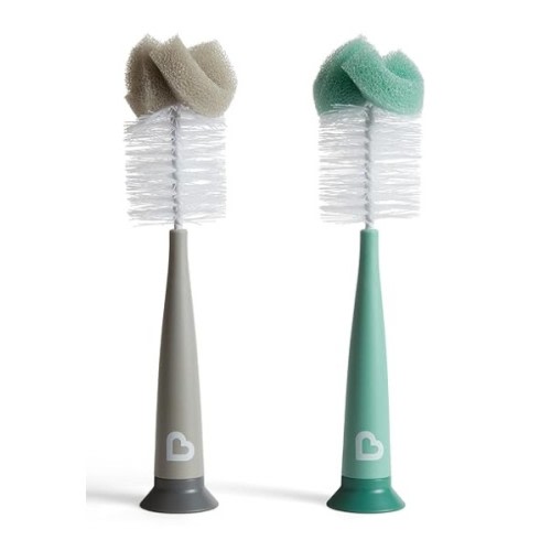 Munchkin Sponge Bottle Brush, Grey/Sage, 2 Count (Pack of 1)