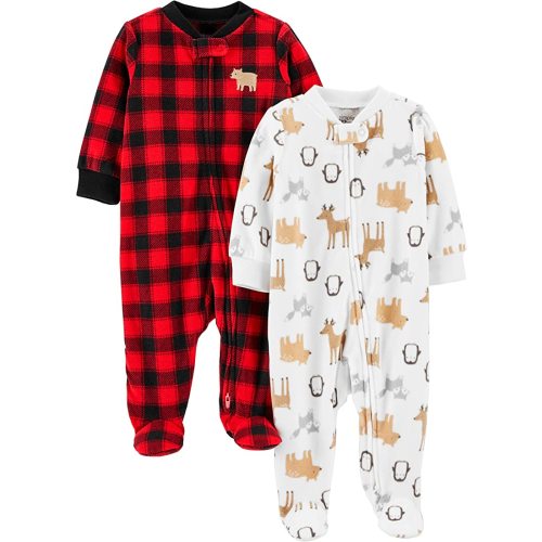 Simple Joys by Carter's Unisex Babies' Fleece Footed Sleep and Play, Pack of 2