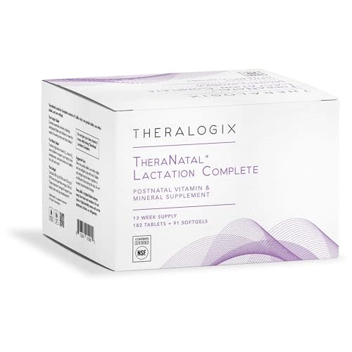 Theralogix TheraNatal Lactation Complete Postnatal Vitamin Supplement - 13-Week Supply - Breastfeeding Supplement for Women - NSF Certified - 182 Tablets & 91 Softgels