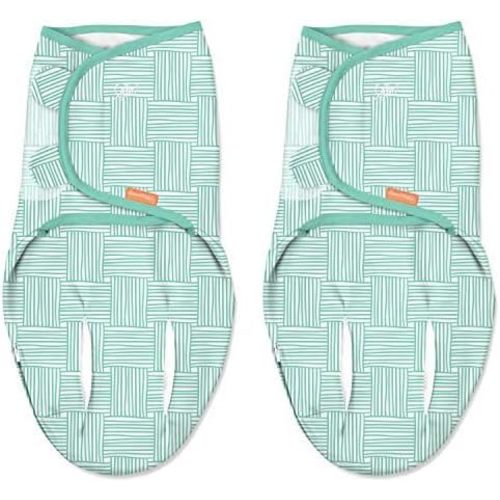 SwaddleMe Luxe Perfect Temp Swaddle with 100% Organic Cotton - Small/Medium, 2 Pack, Basket Weave, 0-3 Months