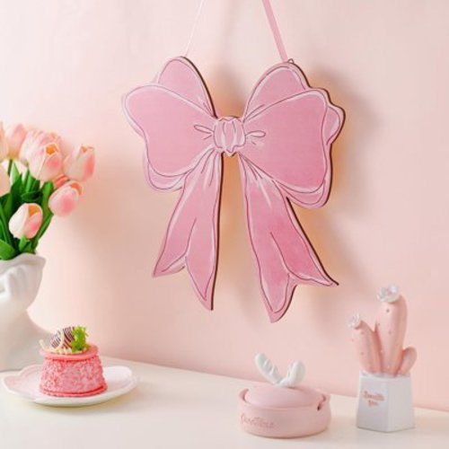 Charming Pink Decorative Bow Wall Hanging Perfect for Girls' Room, Nursery Decor, or Baby Shower Gift