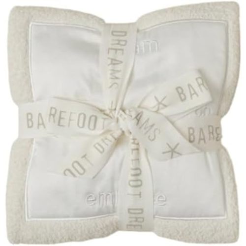 Barefoot Dreams® CozyChic® Satin Trim Receiving Blanket, Cream, 30"x40"