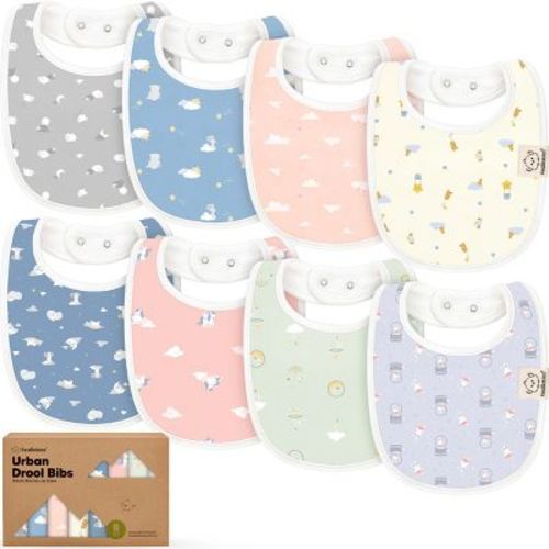 KeaBabies 8pk Organic Baby Bibs for Boy, Baby Drool Bib for Toddler Boys, Girls, Newborn Baby Teething Bibs