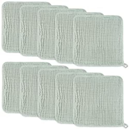 Amazon.com : Baby Washcloths, Muslin Cotton Baby Towels, Large 10”x10” Wash Cloths Soft on Sensitive Skin, Absorbent for Boys & Girls, Newborn Baby & Toddlers Essentials Shower Registry Gift (Fern, Pack of 10) : Baby
