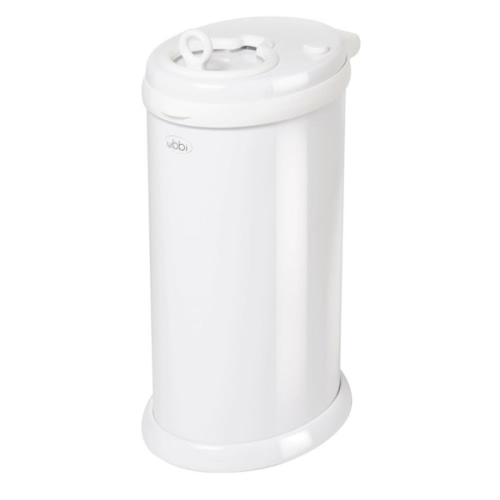 Ubbi Steel Diaper Pail, No Special Bag Required, White