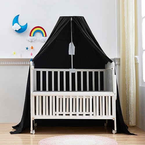 Mengersi Blackout Sleep Tent Crib Tent with Canopy Frame for Pack N Play Blackout Cover Baby Sleep Tent,Travel Crib Tent Canopy Portable Privacy Tent,Block 95% Light (Black)