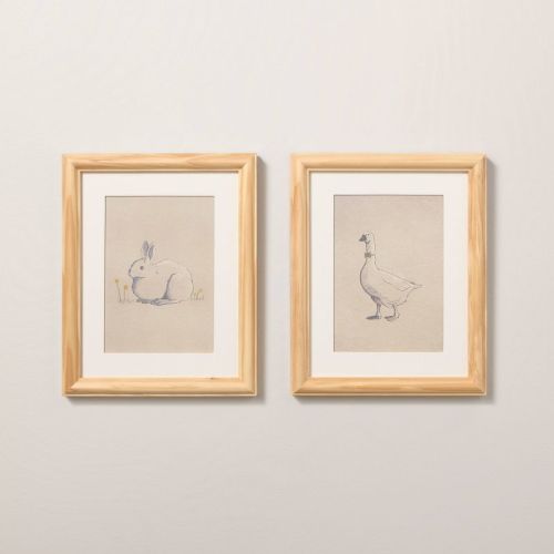 8"x10" Bunny And Duck Sketch Framed Wall Art (set Of 2) - Hearth & Hand™ With Magnolia