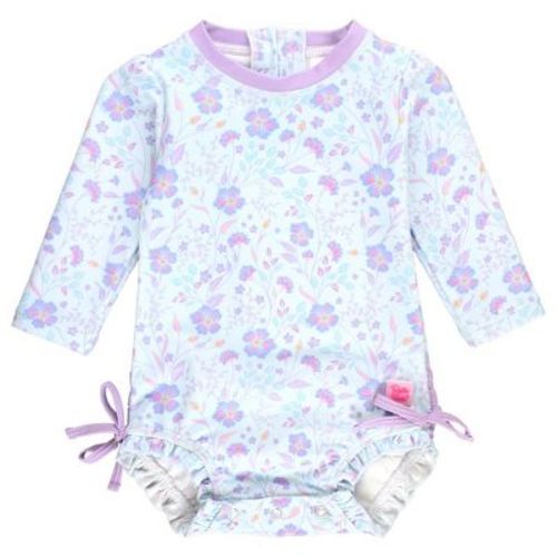 Rufflebutts Baby Girls One Piece Rash Guard - Blue, Size: 0-3m