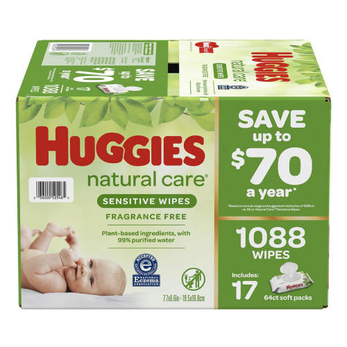 Huggies Unscented Natural Care Sensitive Baby Wipes, 1,088 ct.