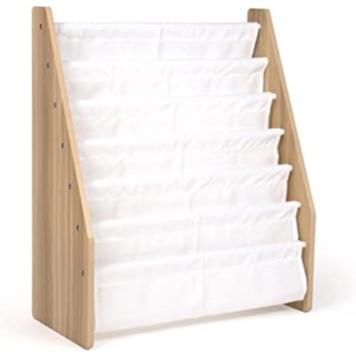 Humble Crew, White/Natural Wood Super Size 6 Tier Kids Book Rack