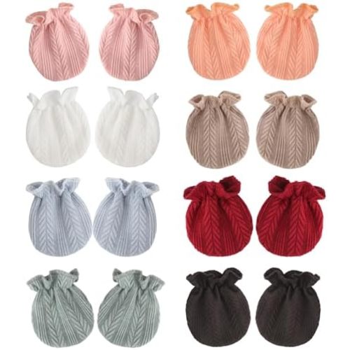 BQUBO Newborn Infant Toddler Mittens No Scratch Cotton Elastic Wrist Gloves Hypoallergenic for 0-6 Months Baby Boys Girls