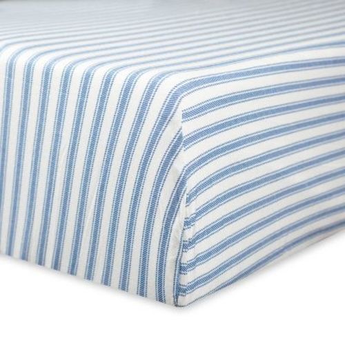 Honest Baby Organic Cotton Fitted Crib Sheet - Blue Ticking Stripe
