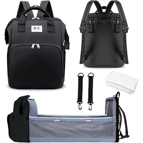 Diaper Bag Backpack with Changing Station & Foldable Portable Diaper Pad – Waterproof, Large Travel Diaper Bag for Newborn Essentials, Unisex Baby Backpack Diaper Bag, Multifunctional diaper bag