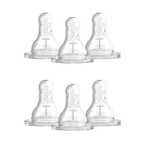 Dr. Brown’s Level T Narrow Baby Bottle Nipple, Slower Flow Rate for Infants, 100% Silicone Bottle Nipple, BPA Free, 0m+ – 6-Pack