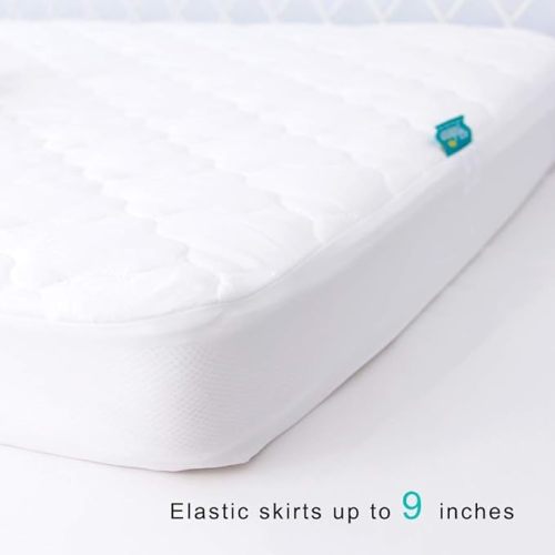 2 Pack Crib Mattress Protector Sheets Fitted Waterproof Crib Mattress Pad Cover, Noiseless & Machine Wash 100% Absorbent Crib/Toddler Mattress Protector Sheet Quilted, White, 52" x 28"