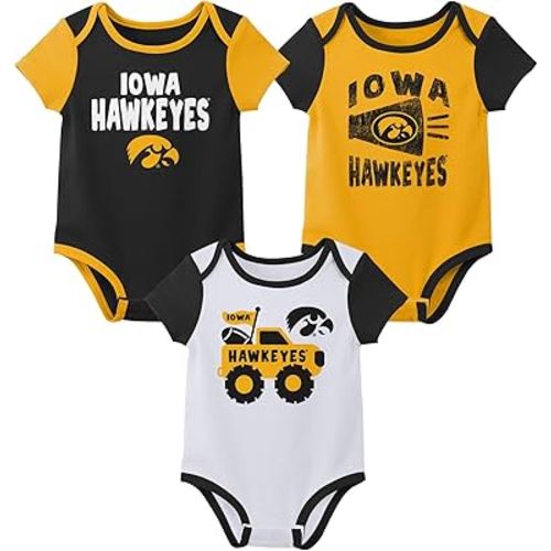 Outerstuff NCAA Teams Newborn Baby and Infant Short Sleeve Bodysuit Variety 3-Pack (0-18m)