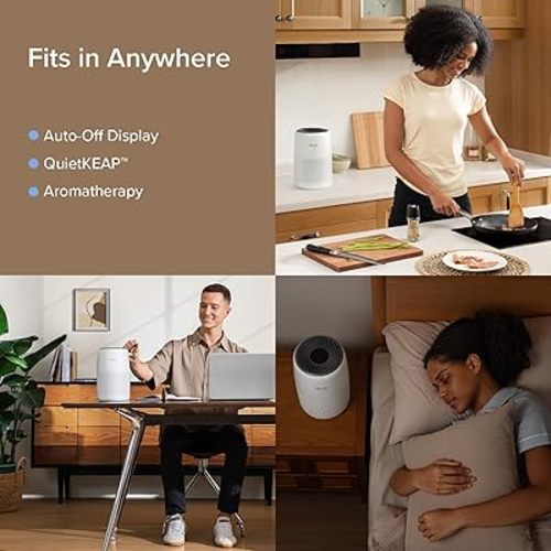 Black LEVOIT Air Purifiers for Bedroom Home, 3-in-1 Filter Cleaner with Fragrance Sponge for Better Sleep, Filters Smoke, Allergies, Pet Dander, Odor, Dust, Office, Desktop, Portable, Core Mini-P, Black