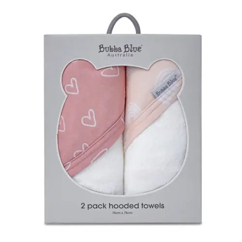 Bubba Blue Nordic 2 Pack Hooded Towel Pink/Rose | Baby Bunting AU